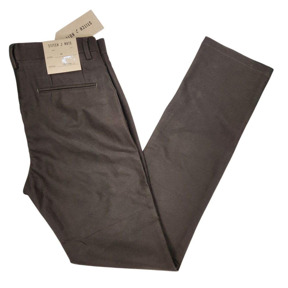 NEW Stitch Note Mens SNP-102 Green Slim Straight Fit Chino Pants 32x33